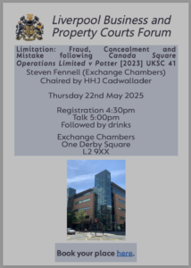 Read more about the article Next Event: Limitation: Fraud, Concealment and Mistake with Steven Fennell of Exchange Chambers