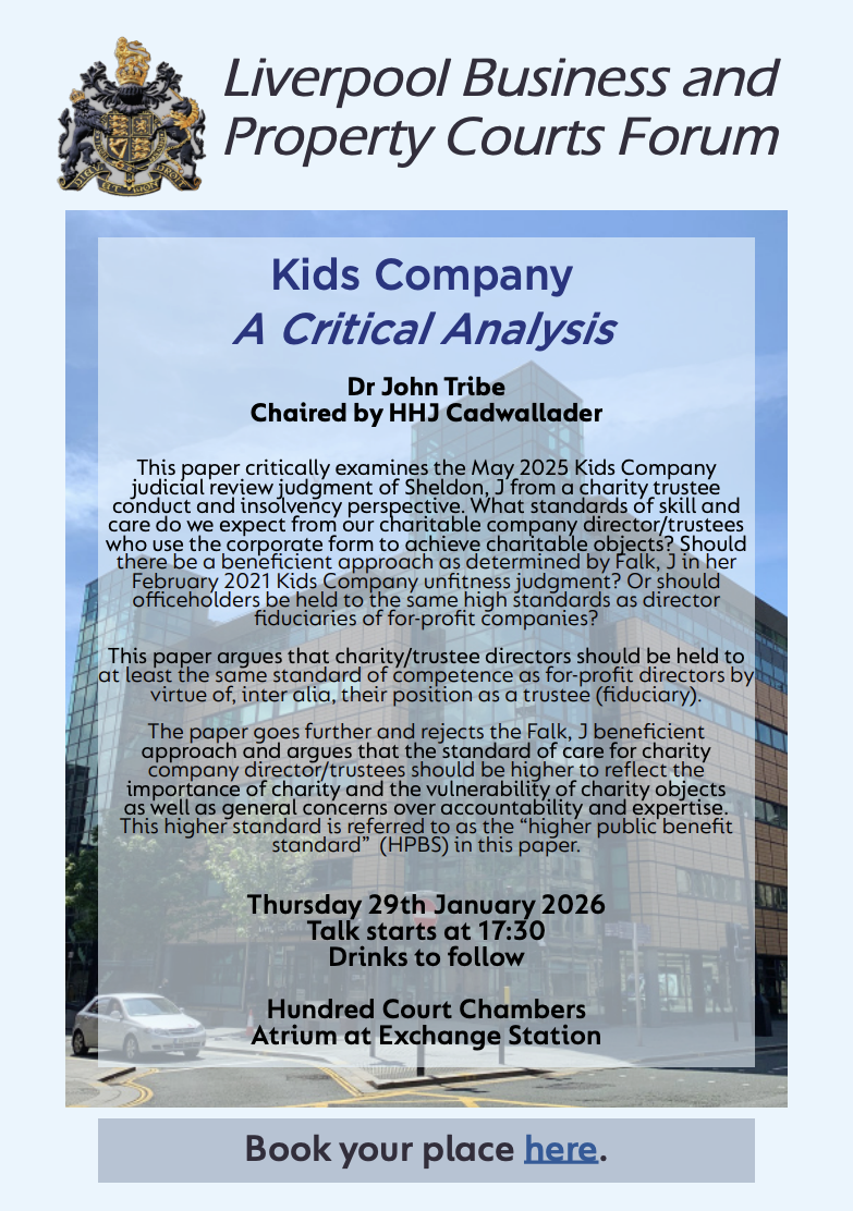 You are currently viewing Next LBPCF Event – Kids Company: A Critical Analysis, with Dr. John Tribe (University of Liverpool)